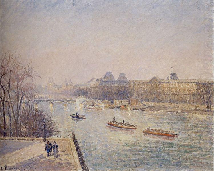 Morning, Winter Sunshine, Frost, the Pont-Neuf, the Seine, the Louvre, Soleil D'hiver, Camille Pissarro